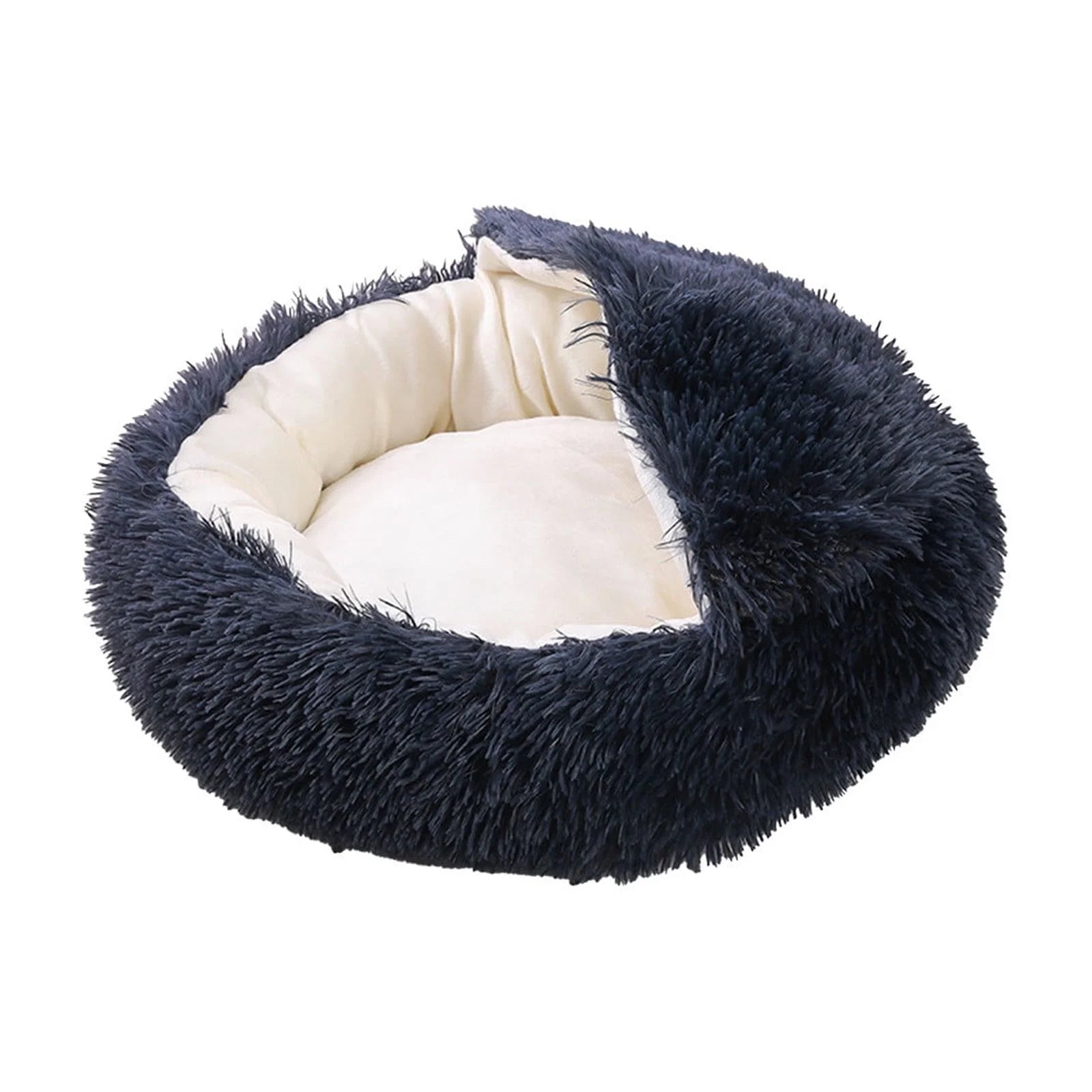 Calming Dog Beds & Cat Cave Bed with Hooded Cover,Removable Washable round Beds for Small Medium Pets,Anti-Slip Faux Fur Fluffy Coved Bed for Improved Sleep,Fits up to 11 Lbs