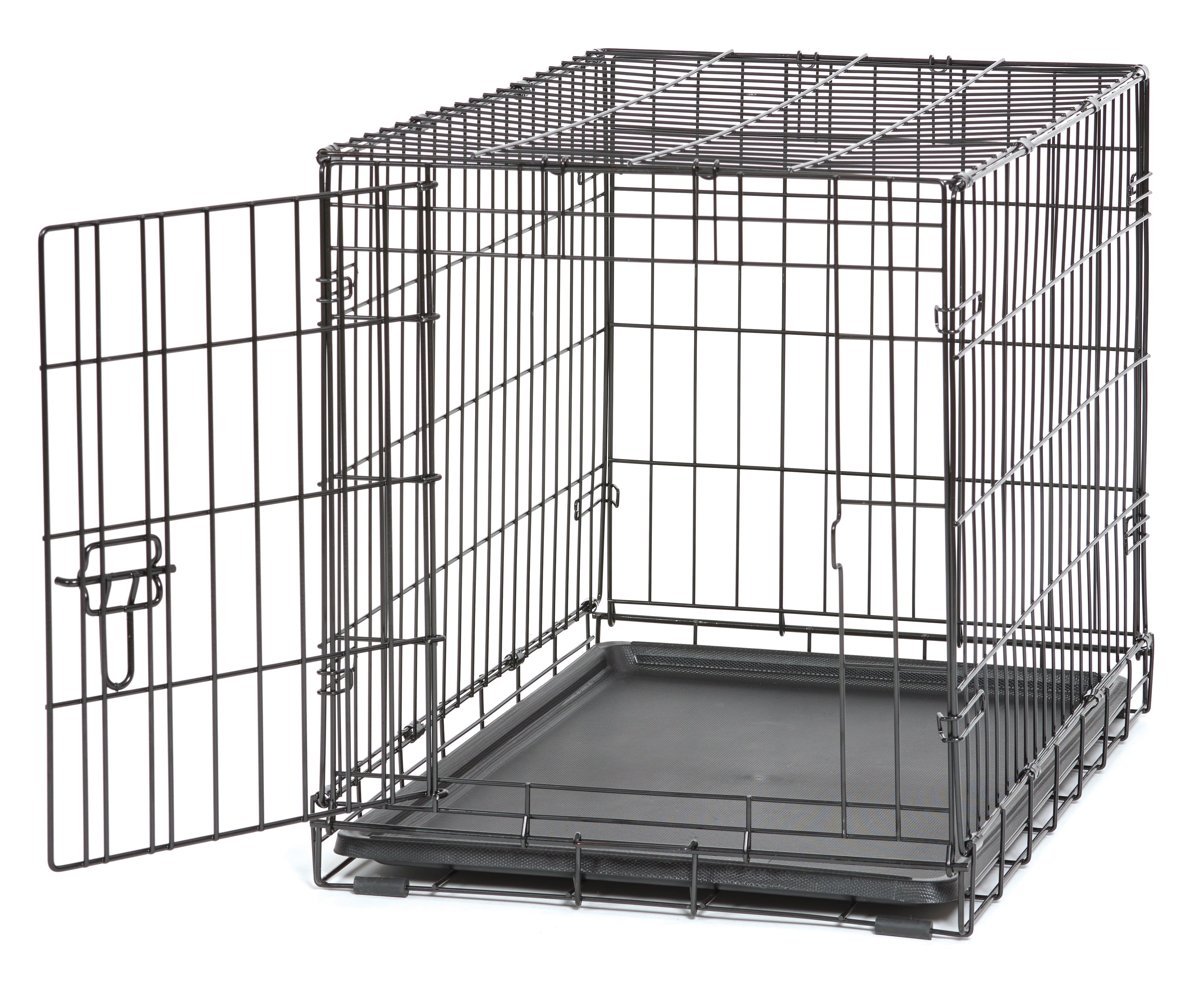 Wire Dog Crate, Single-Door, Divider and Leak-Proof Tray, Metal, Foldable, Durable, Black, 30"