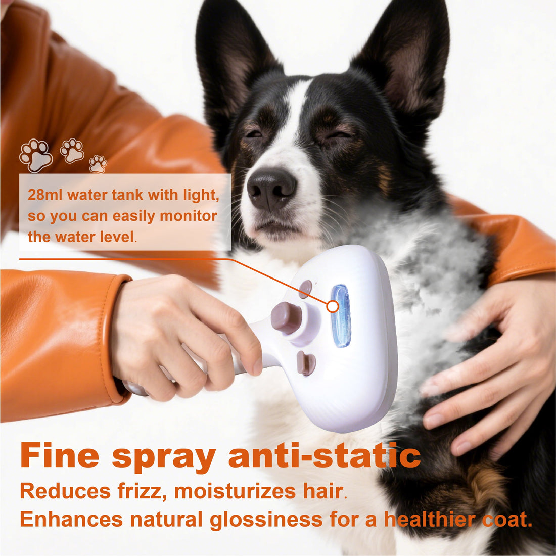 Cat Steam Brush, Dog Brush for Shedding, Pet Spray Hair Removal Comb, Pet Grooming Brush for Short & Long Haired Dogs & Cats,Spritz Defur Comb with Waterless Shampoo (White)