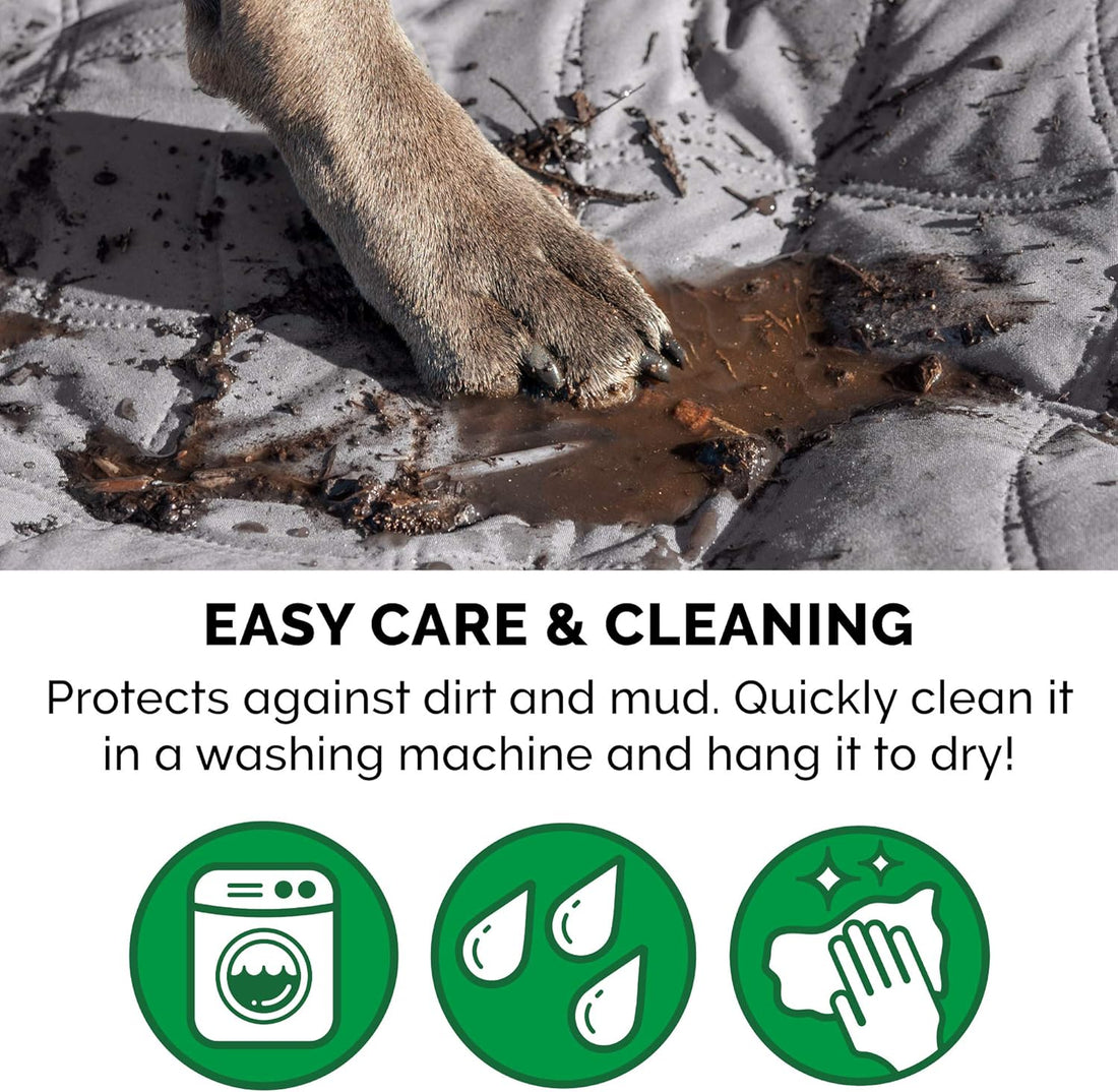 Waterproof & Non-Slip Queen Size Mattress Cover Protector for Dogs & Cats, Washable, for Beds, Couches, & Car Seats - Quilted Twill Blanket Mattress Cover - Gray, Large/Queen Size