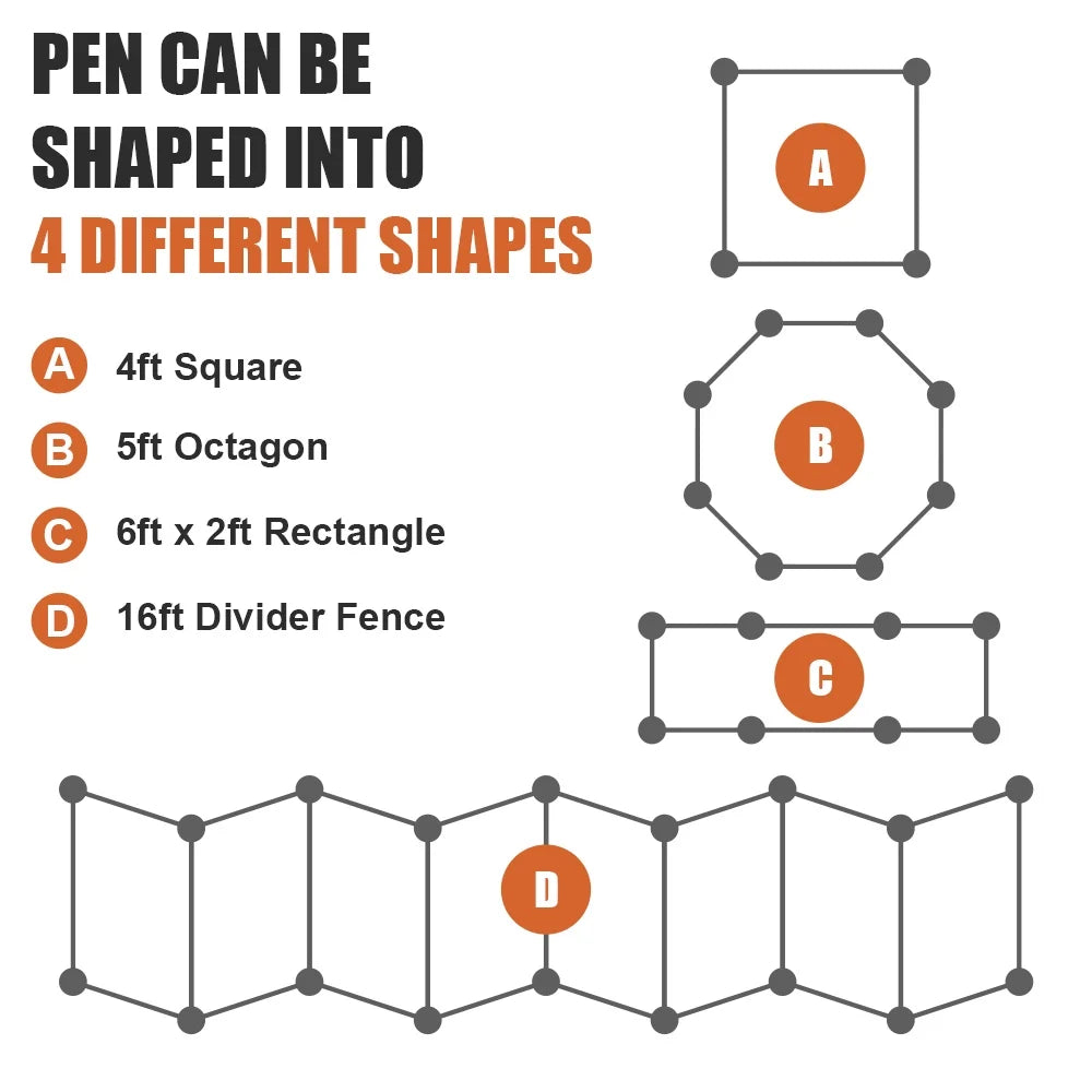 Foldable 8-Panel Steel Wire Playpen for Dogs, Black, 30"