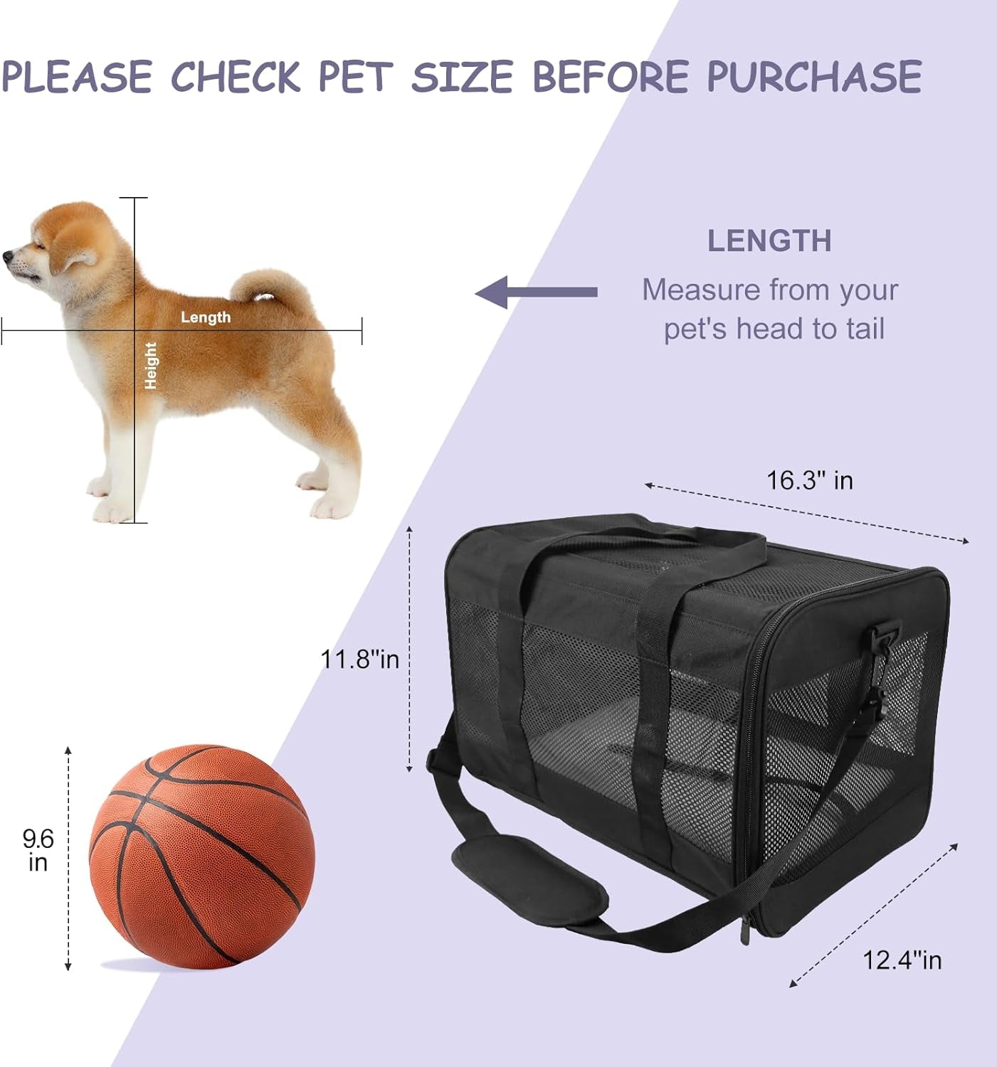 Cat Carrier Dog Carriers for Small Dogs Soft Slided Airline Approved Collapsible Pet Travel Carrier, Small (16.3" L X 11.8" H X 12.4" W)