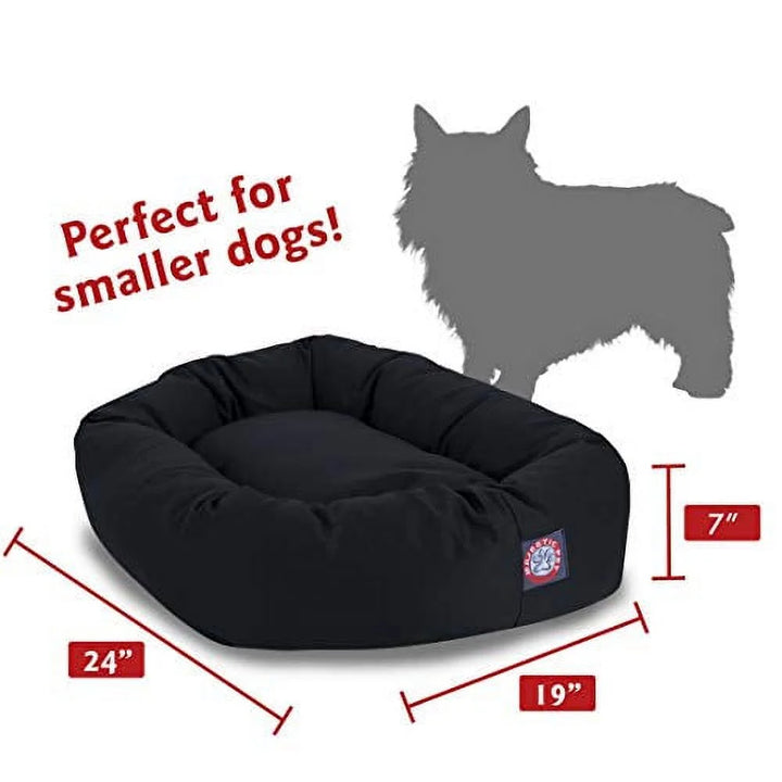 Poly/Cotton Bagel Pet Bed for Dogs, Calming Dog Bed Washable, Small, Black