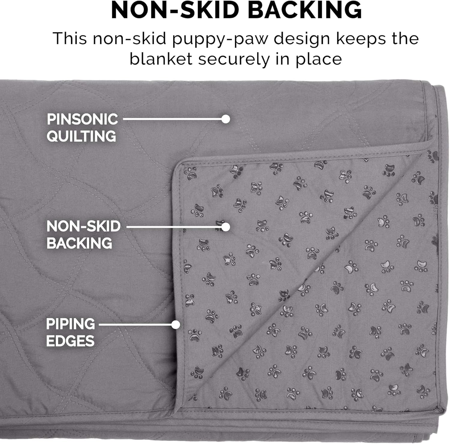 Waterproof & Non-Slip Queen Size Mattress Cover Protector for Dogs & Cats, Washable, for Beds, Couches, & Car Seats - Quilted Twill Blanket Mattress Cover - Gray, Large/Queen Size