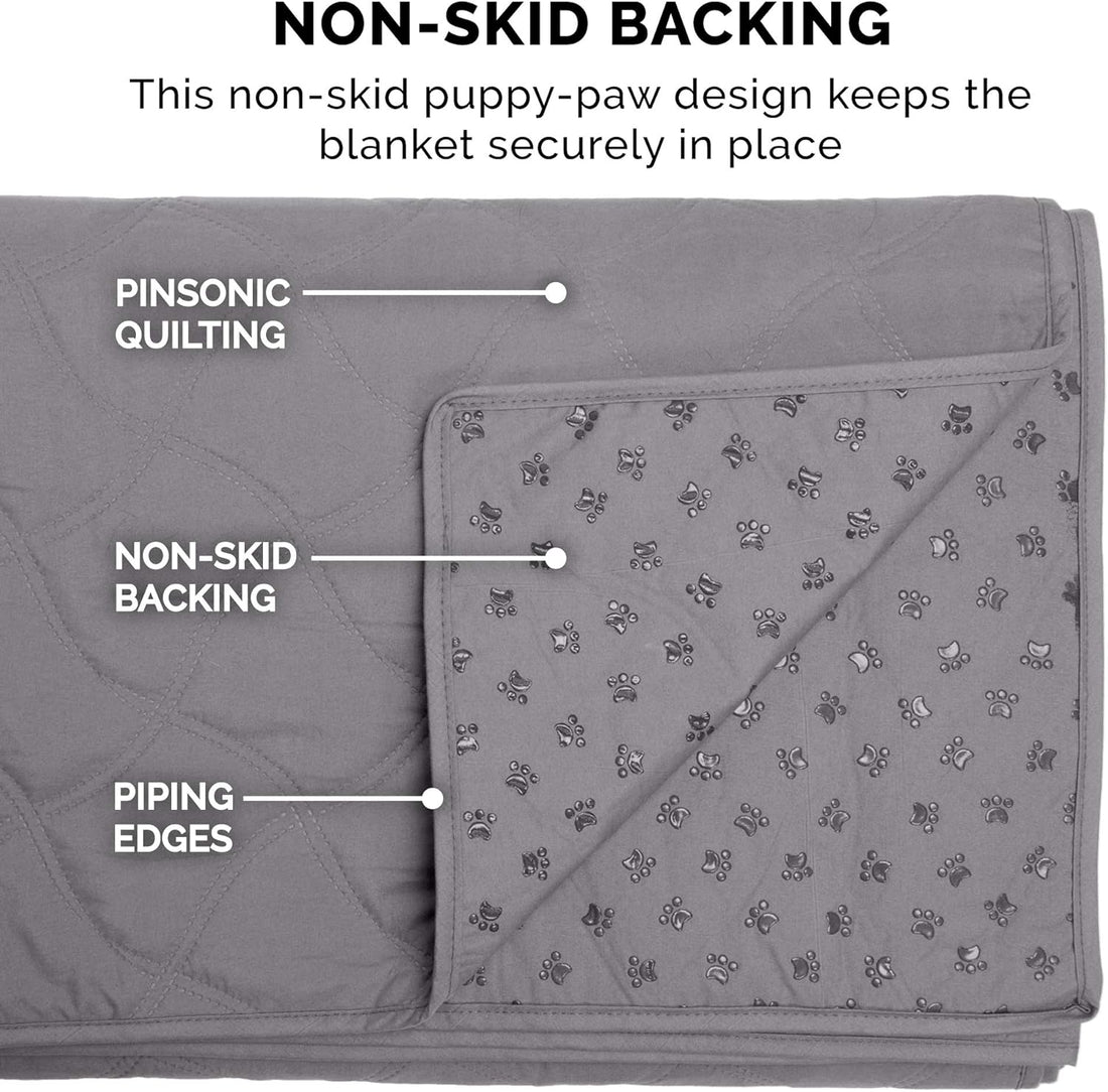Waterproof & Non-Slip Queen Size Mattress Cover Protector for Dogs & Cats, Washable, for Beds, Couches, & Car Seats - Quilted Twill Blanket Mattress Cover - Gray, Large/Queen Size