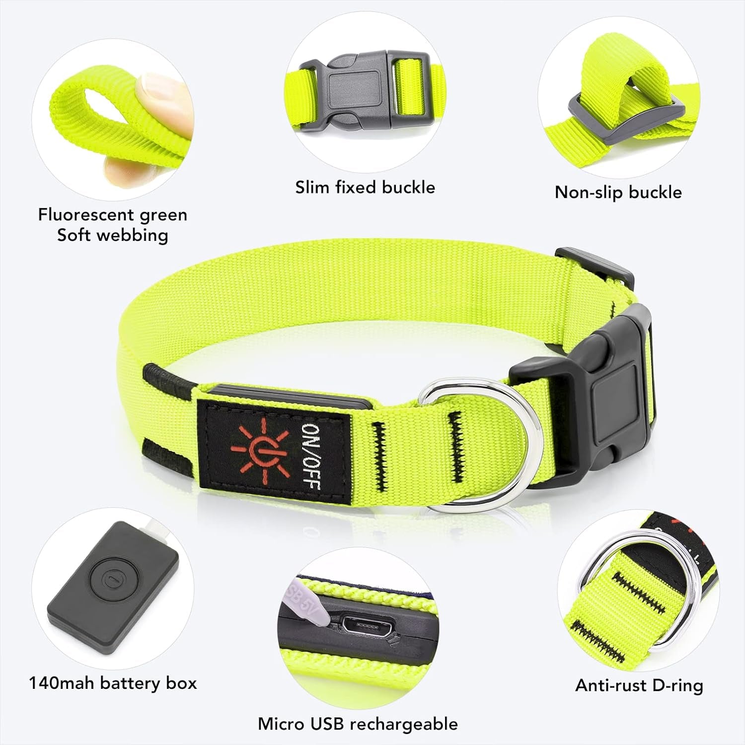 LED Dog Collar - Adjustable, Rechargeable, Waterproof