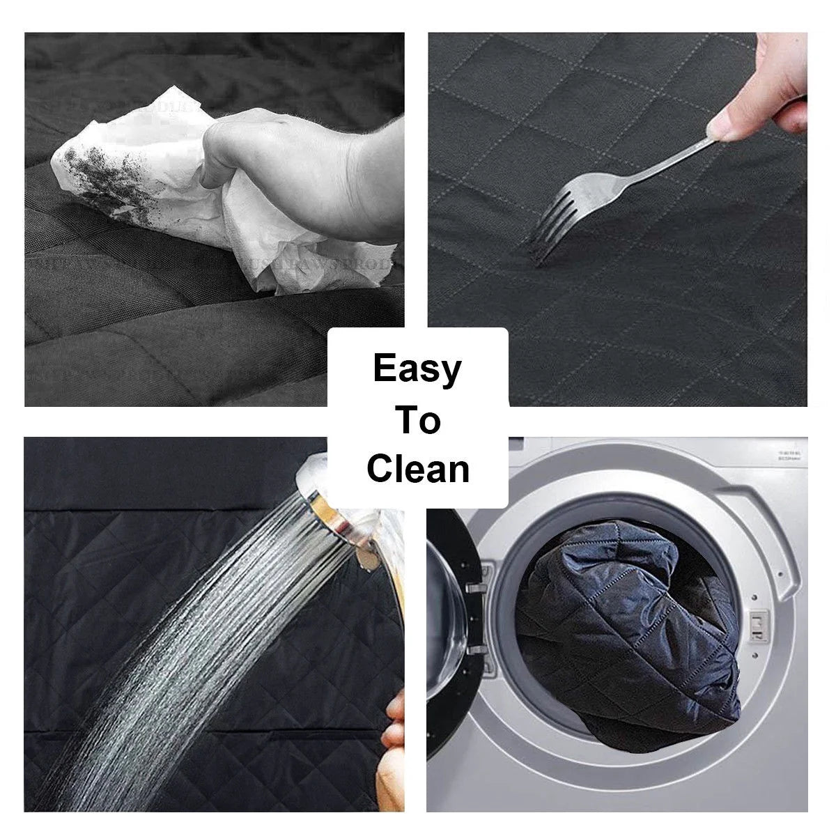 Black Waterproof Pet Front Seat Cover for Cars Nonslip Rubber Backing W/ Anchor