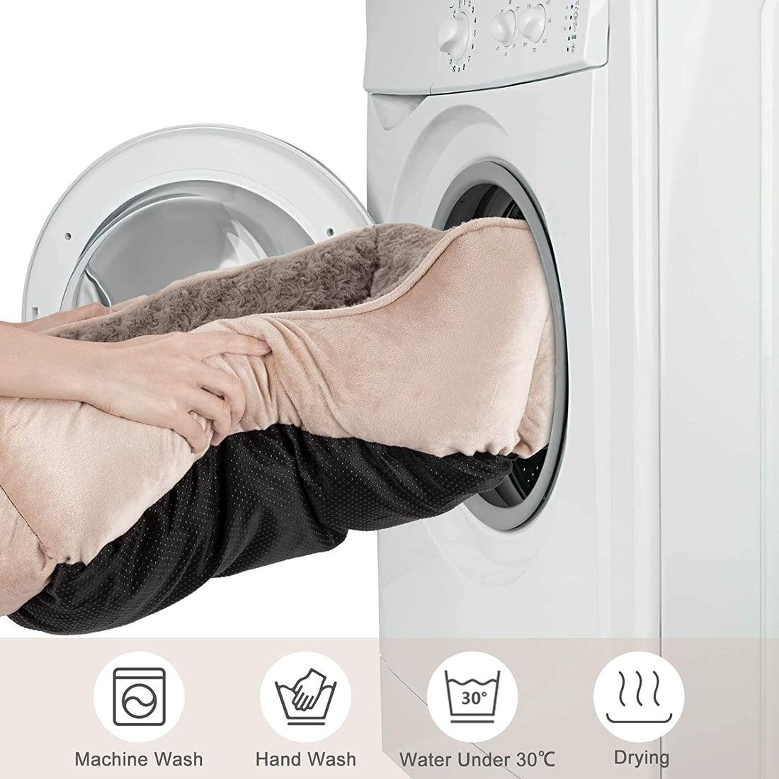 Rectangle Dog Bed for Large Medium Small Dogs - Washable Orthopedic Sofa Bed, Soft Breathable Puppy & Pet Cuddler, Durable Calming Dog Bed with Anti-Slip Bottom, Multiple Sizes, Beige