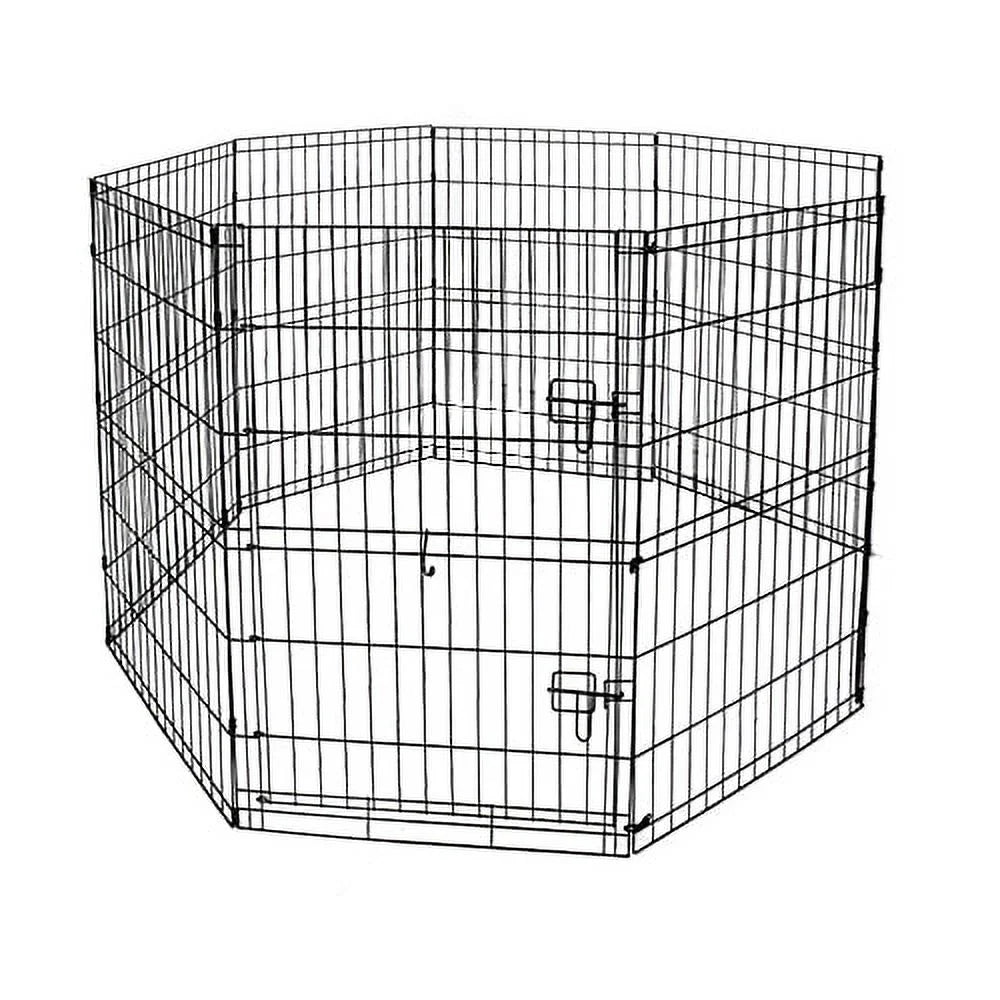 Foldable 8-Panel Steel Wire Playpen for Dogs, Black, 30"