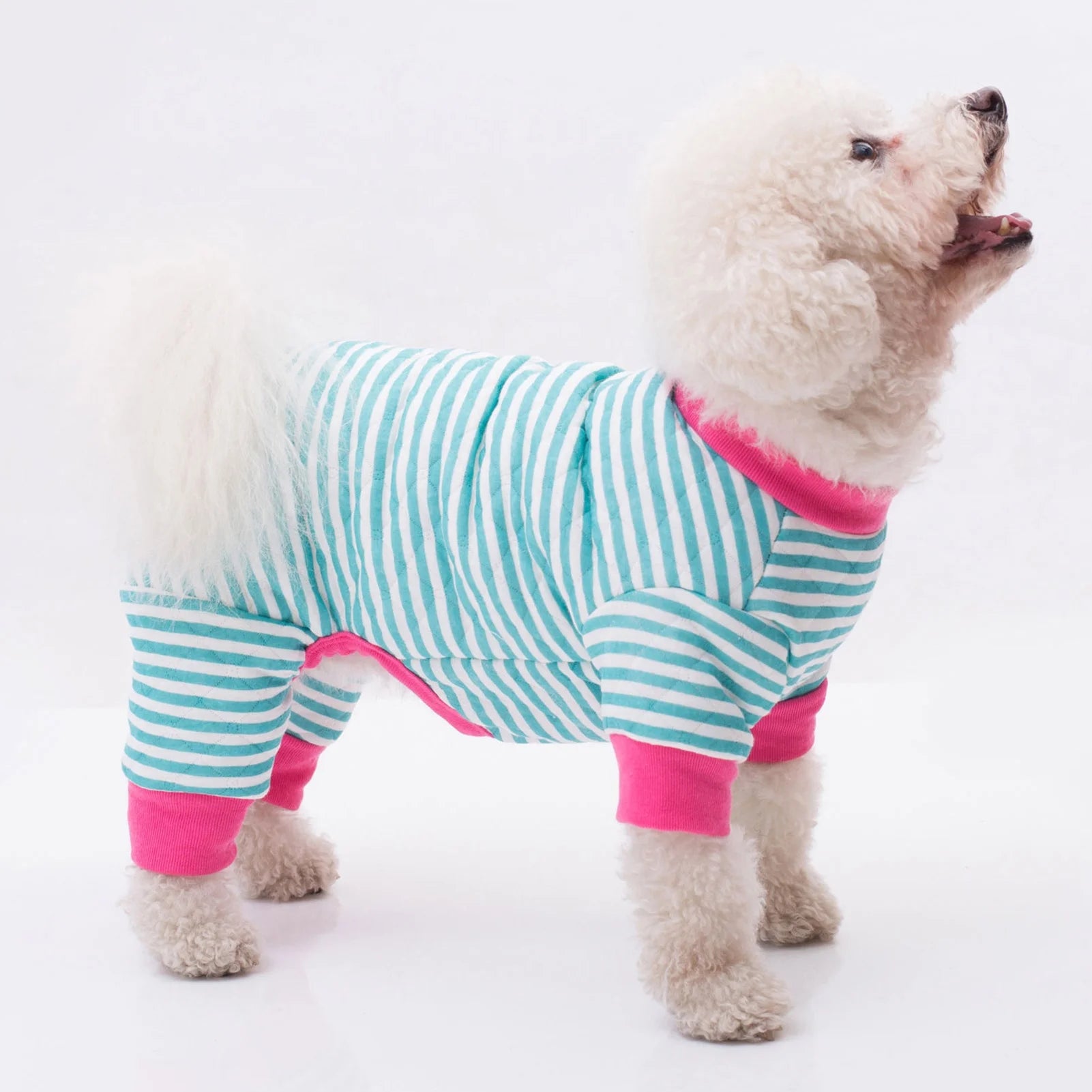 Pet Dog Pajamas Soft Cotton Shirt Jumpsuit Striped Cute Overall Doggy Cat Strip Clothes Comfortable Apparel for Play Sleep